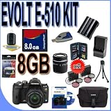 Olympus Evolt E-510 (262070) Digital SLR 10.0 MP Camera w/ Zuiko Digital ED 14-42 mm f/3.5-5.6 Lens + Zuiko EZ Zoom 40-150mm f/4.0-5.6 Lens + 8GB CF Compact Flash Memory Card + BLM1 Replacement Lithium Ion Rechargeable Battery + Two Filter Kits E510 BigVALUEInc Accessory Saver Bundle + MUCH MORE