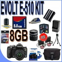 Olympus Evolt E-510 (262070) Digital SLR 10.0 MP Camera w/ Zuiko Digital ED 14-42 mm f/3.5-5.6 Lens + Zuiko EZ Zoom 40-150mm f/3.5-4.5 Lens + 8GB CF Compact Flash Memory Card + BLM1 Replacement Lithium Ion Rechargeable Battery + Two Filter Kits E510 BigVALUEInc Accessory Saver Bundle + MUCH MORE