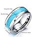 King Will Men Women Tungsten Carbide Ring Blue Turquoise Inlay Polish Beveled Edge Wedding Band