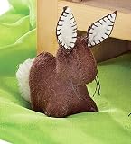Handmade Soft Wool Felt Bunny, in Dark Brown