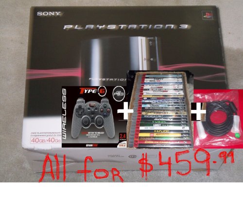 Cover image : NEW Ps3 40gb＋any Game Out of 40＋2nd Sixaxis Controller＋15 Feet 24k Gold Hdmi Cable＋copy of the Receipt