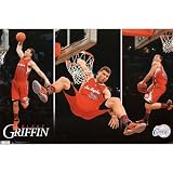 Professionally Framed Los Angeles Clippers Blake Griffin Dunk Sports Poster Print - 22x34 with RichAndFramous Black Wood Frame