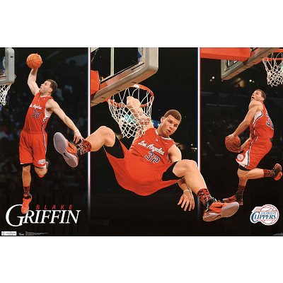 Los Angeles Clippers Blake Griffin Dunk Sports Poster Print - 22x34 custom fit with RichAndFramous Black 34 inch Poster Hangers