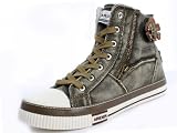 Arider M8837 Men's Stone-Washed Denim Fashion Sneakers - Khaki