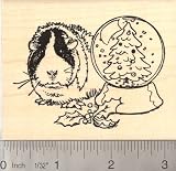 Christmas Guinea Pig w/ Snow Globe Rubber Stamp