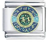 Las Vegas $1 Chip Blue Italian Charms Bracelet Link
