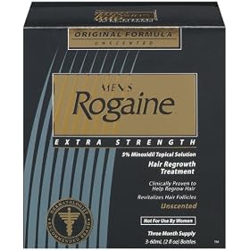 Rogaine for Men Hair Regrowth Treatment, Extra Strength Original Unscented, Set of 3, 2-Ounce Bottles
