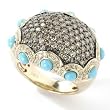 14K Gold Turquoise, Chocolate Diamond & White Diamond Ring
