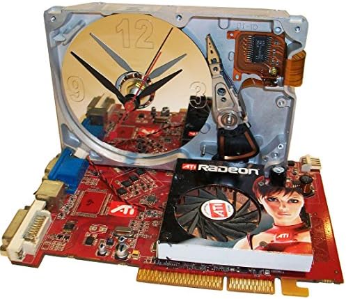 Striking Hard Drive Clock, Very Rare Graphics Circuit Board with Sexy Figure and Fan Still Attached.