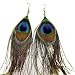925 sterling silver Genuine AAA Quality Indian Peacock Feather Earrings