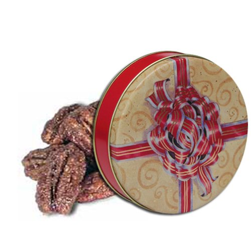 3 4 lb Bavarian Style Cinnamon Roasted Pecans Tin - Red Bow by Catoctin Kettle Korn