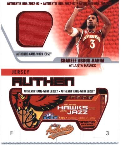 2001-02 Fleer Authentix Jersey Authentix Ripped #14 Shareef Abdur-Rahim - Atlanta Hawks (Piece of Authentic Game-Worn Jersey) (Basketball Cards)