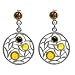 Sterling Silver Multicolor Amber Round Dream Catcher Earrings