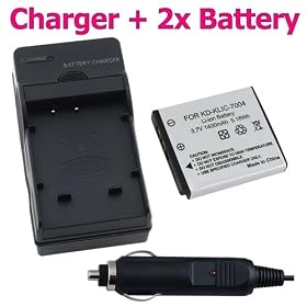 eForCity 2x Battery+Charger for Kodak Zi8 Pocket Video Klic-7004