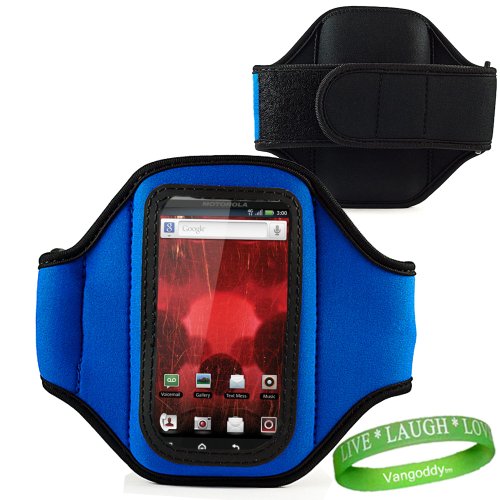Motorola Droid bionic 4G Case Neoprene Exercise Armband ( Royal Blue )