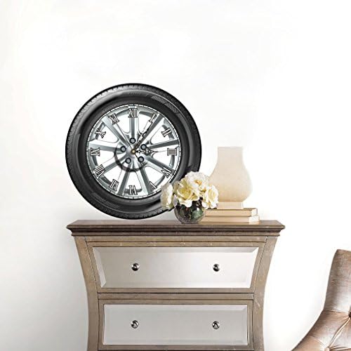 GoFurther SZ032 DIY STICKER 3D Art Wall Clock Decals Automobile Tires Wall Clock Sticker Office Home Wall Decor Gift 16"x16"