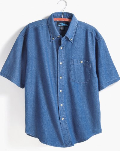 Tri-Mountain Men's Big And Tall Denim Short-Sleeve Shirt. 828