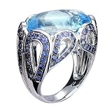 18K White Gold Blue Sapphire and Blue Topaz Ring (25.48ctw)