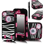 E-LV Unique Stylish Design Hard Soft High Impact Hybrid Armor Defender Case Combo for Apple iPhone 4 4S 4G 4th Generation with Free Front and Back Screen Protector