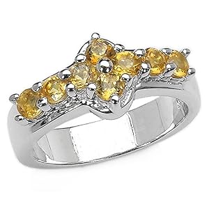 Buy 0.80 Carat Genuine Citrine Round Silver Ring by JewelzDirect