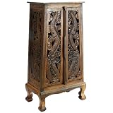 EXP Handmade Asian Furniture - 50" Chinese Dragons Storage Cabinet - Rich Dark Finish