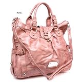Pink Tracy Faux Leather Tote Bag Purse Handbag
