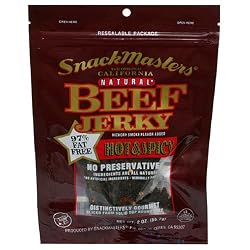 SnackMasters California Style Beef Jerky, Hot & Spicy, 2-Ounce Packages (Pack of 8)