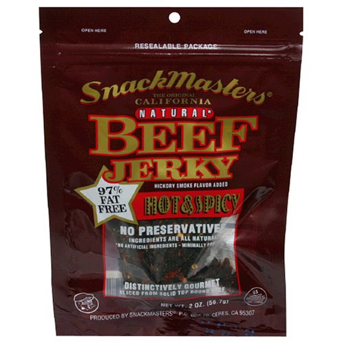 SnackMasters Beef Jerky, Hot & Spicy, 2-Ounce Packages (Pack of 8) by SnackMasters