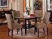 5pc Round Dining Table w/Glass Top & Taupe Parson Chairs Set