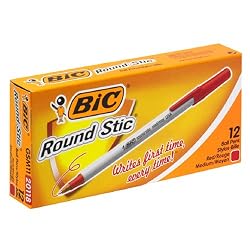 BIC Round Stic Ball Pen, Medium Point (1.0 mm), Red, 36 Pens