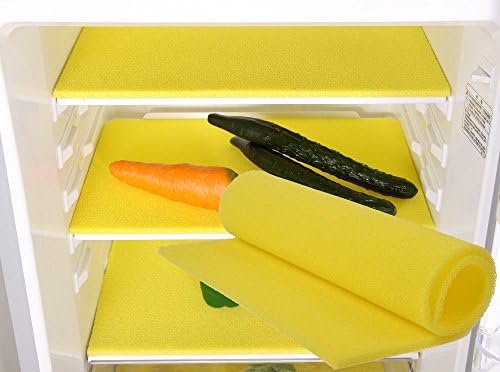 Reusable Open-cell Silicone Refrigerator Mats Fridge Organizer Cushion Anti-fouling Pads 18.5 x 11.8 Inches(Yellow)