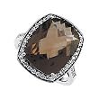 14K White Gold Smoky Quartz and Diamond Ring