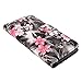Cellularvilla Wallet Case for LG Lucid 3 VS876 Pu Leather Wallet Card Flip Open Pocket Case Cover Pouch (Black Pink Flower)