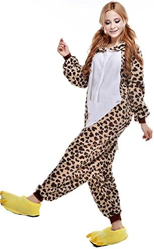 Ucsports Multicolor Cute Cartoon Animal Onesie Sleepwear Pajamas Cosplay Hoodie Cartoon Party Halloween Sleepwear (S, 35 Leopard)