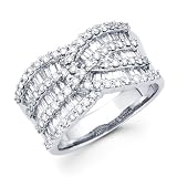Diamond Anniversary Ring 14k White Gold Fancy Fashion Band (1.54 CTW), Size 8