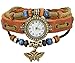 R.M. Quartz Retro Weave Wrap Around Leather Bracelet Lady Woman Wrist Watch
