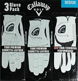 Callaway Golf Glove Set: 2 Tour Premium Cabretta Leather and 1 Tour Technical Performance - Medium