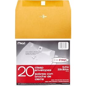 Mead 9X12 Clasp Envelopes, Office Pack 20 Count (76020)