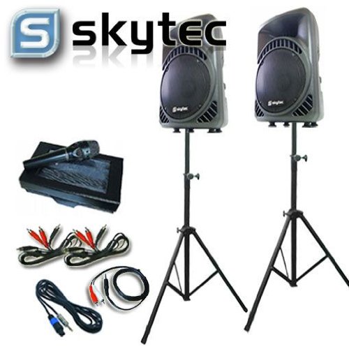 DJ Anlage PA Set “Paris” Komplett 12″ Aktivboxen + Stative