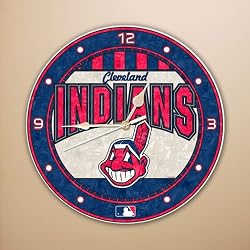 Cleveland Indians MLB Art Glass Clock
