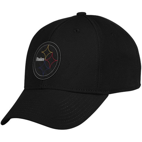 NFL Men's Pittsburgh Steelers End Zone Black Structured Flex Hat - Tw90Z (Black, Large/X-Large)
