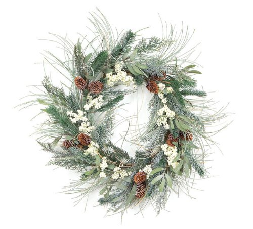 Pack of 2 Winter Solace Pine, Cone, Cedar and Berry Christmas Wreaths 20 Unlit