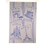 Paris Souvenir Kitchen Tea Towel with Eiffel Tower Motif , 18 by 27 inches