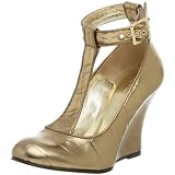 Goldenbleu Women's Miranda T-Strap Wedge,Brass,37.5 EU (US Women's 7 M)