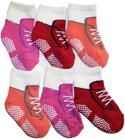 Angelina 6 Pairs French Terry Cotton Baby Socks with Non-Skid Bottoms