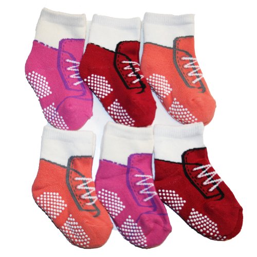 Angelina 6 Pairs French Terry Cotton Baby Socks with Non-Skid Bottoms