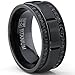 9MM Men's Black Titanium Wedding Band Ring with Double Row Black Cubic Zirconia, Comfort Fit