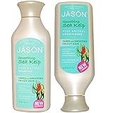 JASON All Nautral Organic Smoothing Sea Kelp Shampoo and Conditioner Bundle For Frizzy Hair With Aloe Vera, Ginseng and Chamomille, Paraben Free, Gluten Free, Sulfate Free, and Vegan, 16 fl oz each