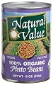 Natural Value Organic Beans, Pinto, 15-Ounce Cans (Pack of 12)