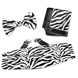 Zebra Print Pretied Bow Tie by Wild Ties black silk cummerbund sets